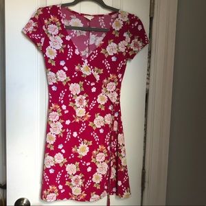 Aeropostale Pink Flowery Wrap Dress